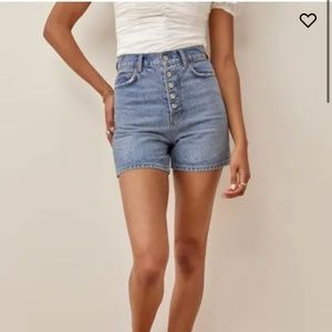 Reformation Amy Button Fly High Rise Jean Shorts